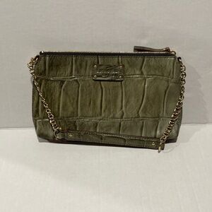 Kate Spade purse green snakeskin like new chain strap